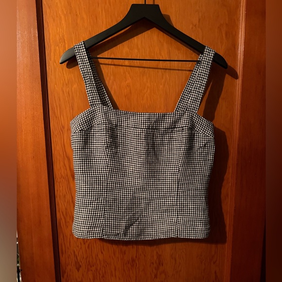 Quince Black and White Gingham Women's Top Size Medium - Picture 2 of 3
